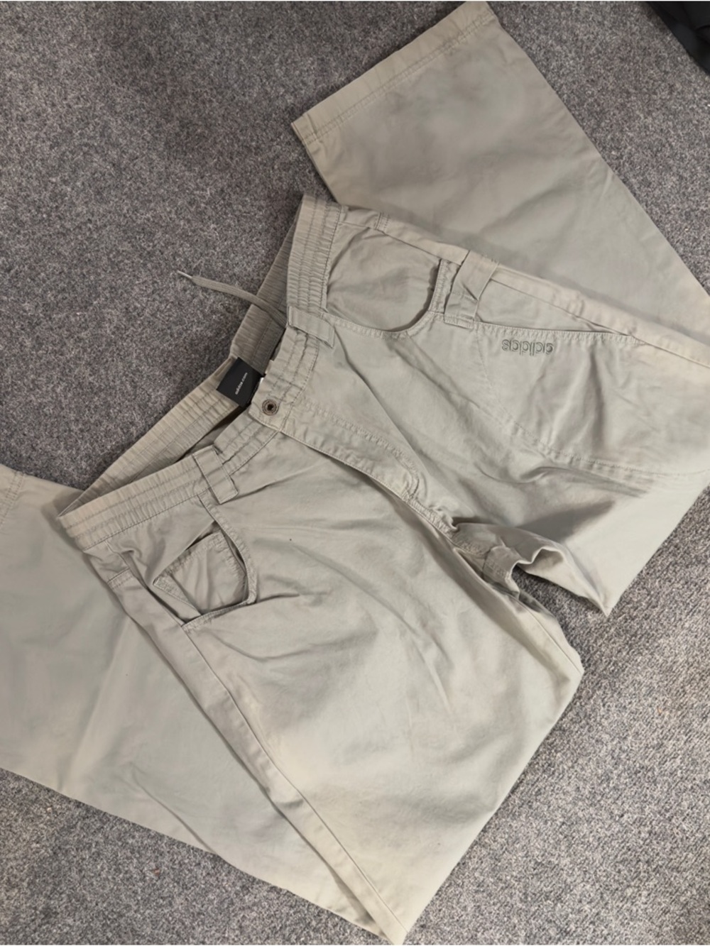 Adidas Khaki Green Elastic Waist Drawstring Hiking Cargo Pant Size Large NWOT